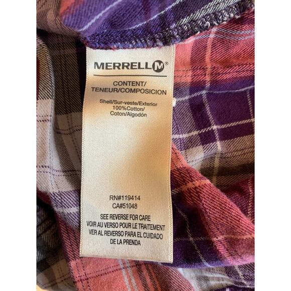 MERRELL Women’s Plaid Casual Button Down Flannel Shirt / Size: Small - Picture 4 of 8